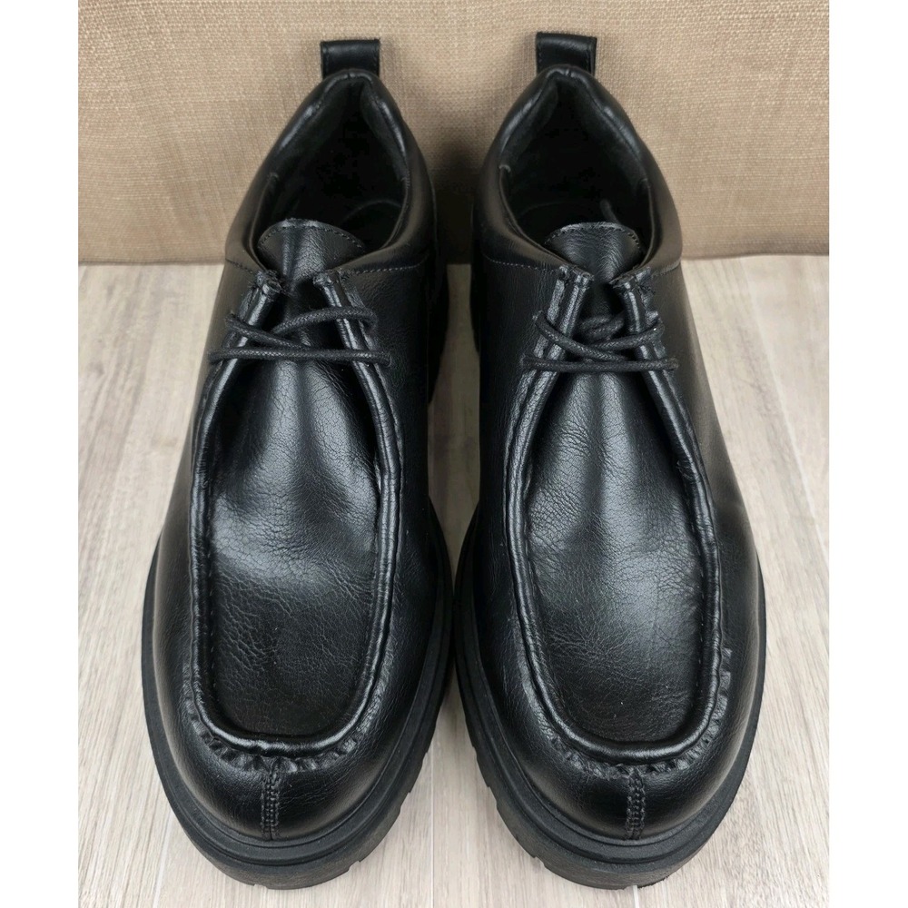 Zara Black Leather Chunky Platform Loafers Lace Up Lug Soles Mens EU 44 US  11